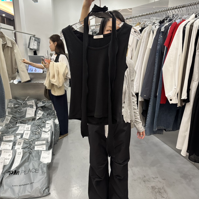 PAVEL韓國直郵女裝新款熱賣人氣時尚推薦休閑吊帶背心含圍巾PAVEL吊帶/背心圖色2