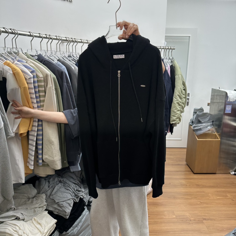 GABIZON東大門代購女裝新款時尚真品夾克華夫格連帽衫拉鏈GABIZON夾克圖色2