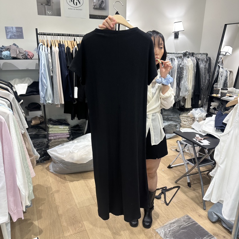 M.G.N東大門代購女裝新品時尚推薦職業連衣裙含腰繩褶裥MAGNET連衣裙