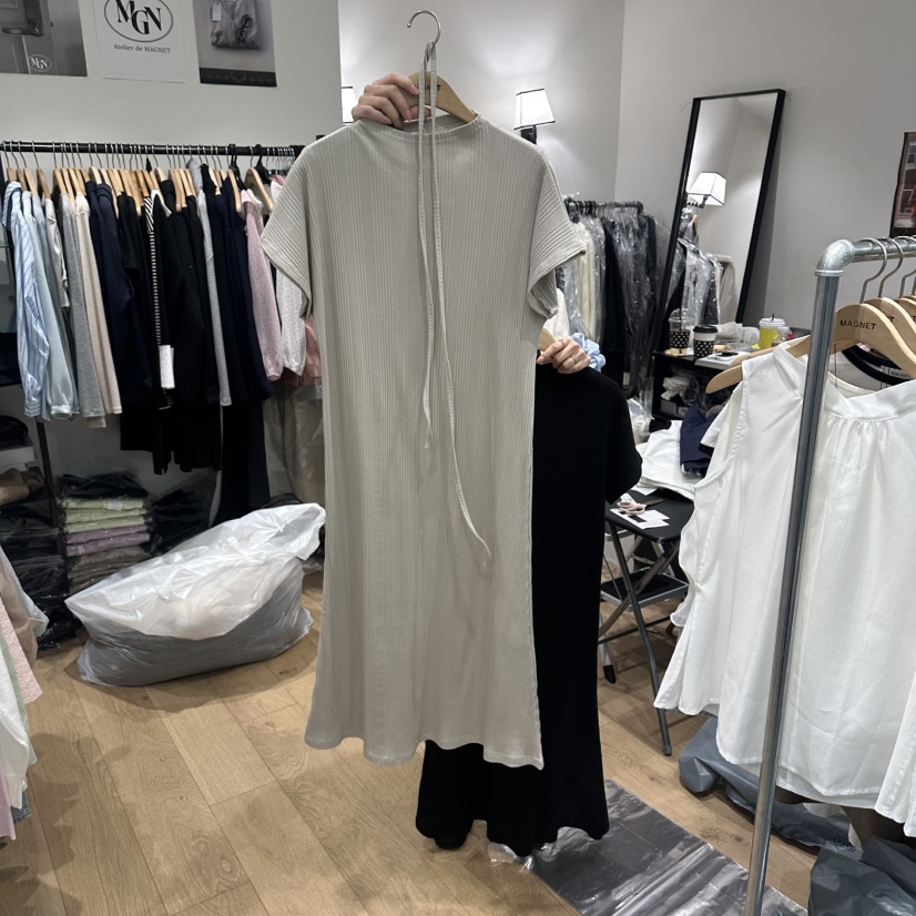 M.G.N東大門代購女裝新品時尚推薦職業連衣裙含腰繩褶裥MAGNET連衣裙圖色1