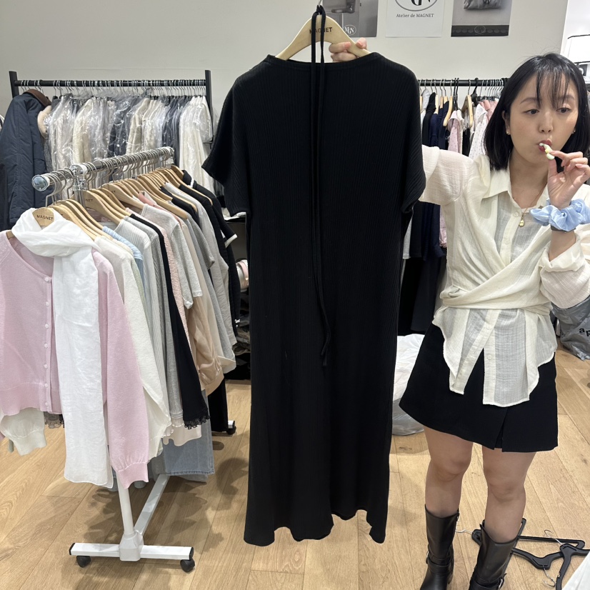 M.G.N東大門代購女裝新品時尚推薦職業連衣裙含腰繩褶裥MAGNET連衣裙圖色3