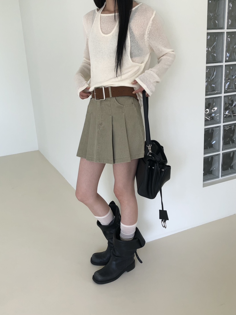 MUSE-P東大門實拍女士新品推薦人氣真品短裙不含腰帶褶裥MUSE-P短裙