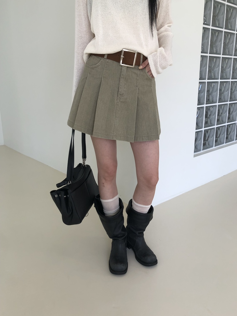 MUSE-P東大門實拍女士新品推薦人氣真品短裙不含腰帶褶裥MUSE-P短裙