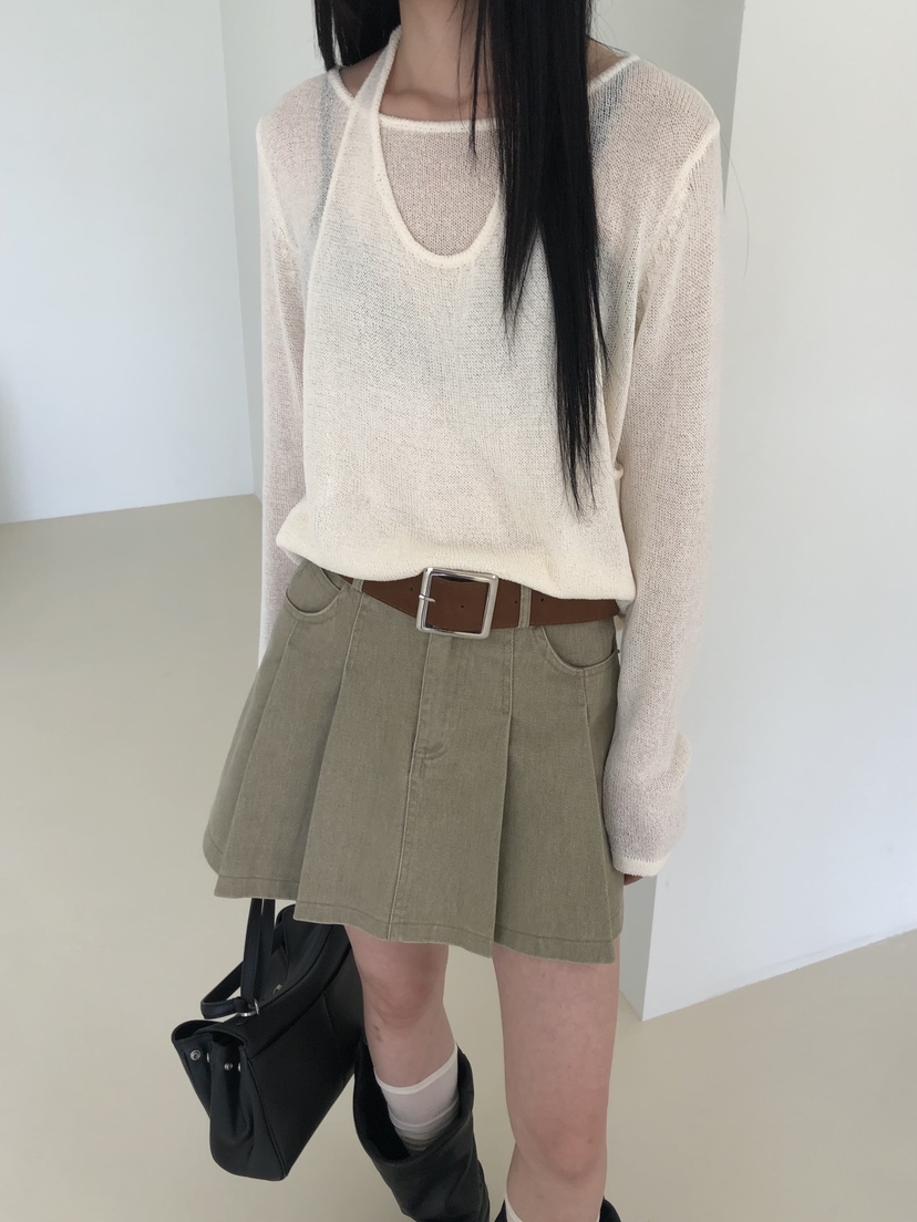 MUSE-P東大門實拍女士新品推薦人氣真品短裙不含腰帶褶裥MUSE-P短裙