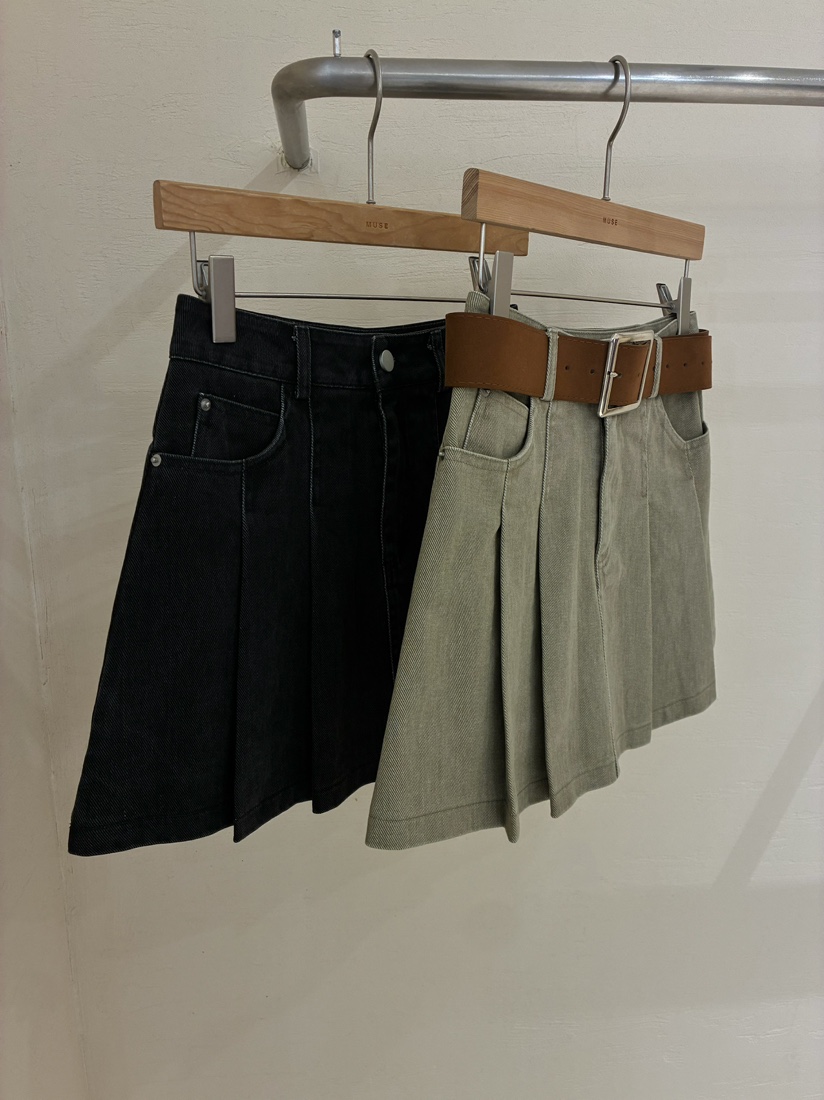 MUSE-P東大門實拍女士新品推薦人氣真品短裙不含腰帶褶裥MUSE-P短裙