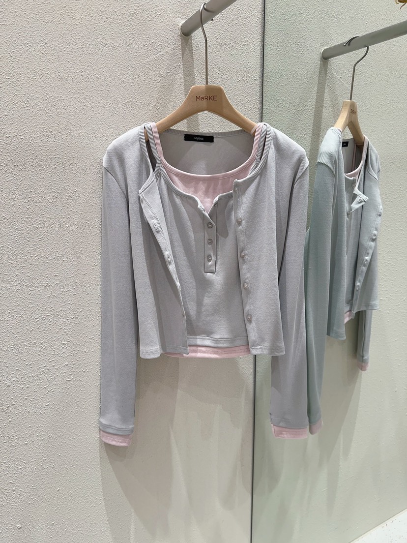 MARKE-P韓國直郵女裝新品人氣26春夏套裝兩件套套裝開衫紐扣MARKE-P套裝圖色1