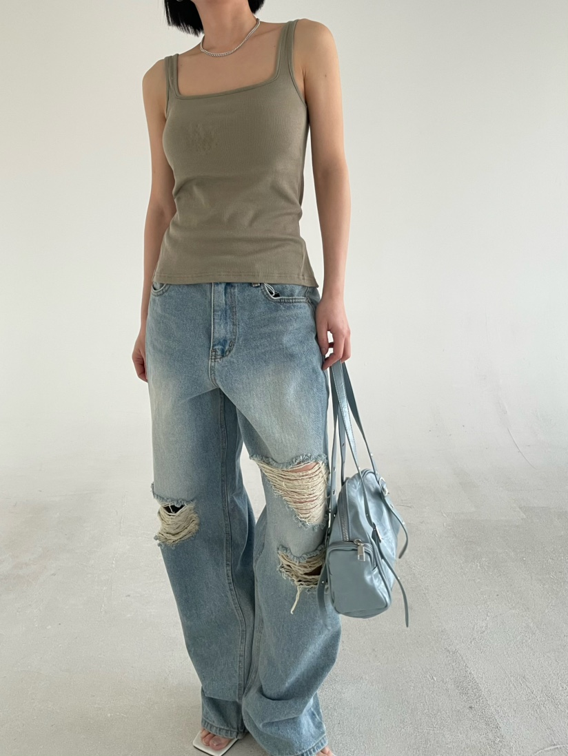 REIZ東大門代購女裝新品真品推薦時尚26春夏休閑牛仔褲復古REIZ牛仔褲