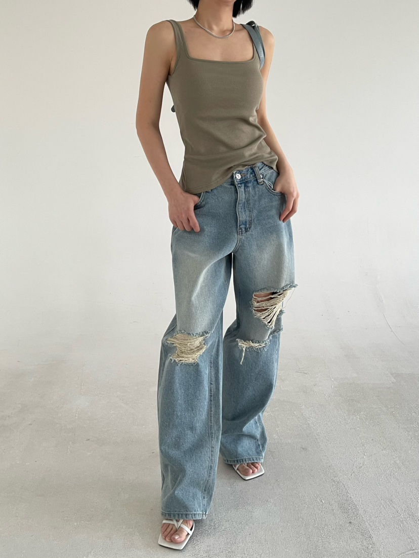 REIZ東大門代購女裝新品真品推薦時尚26春夏休閑牛仔褲復古REIZ牛仔褲