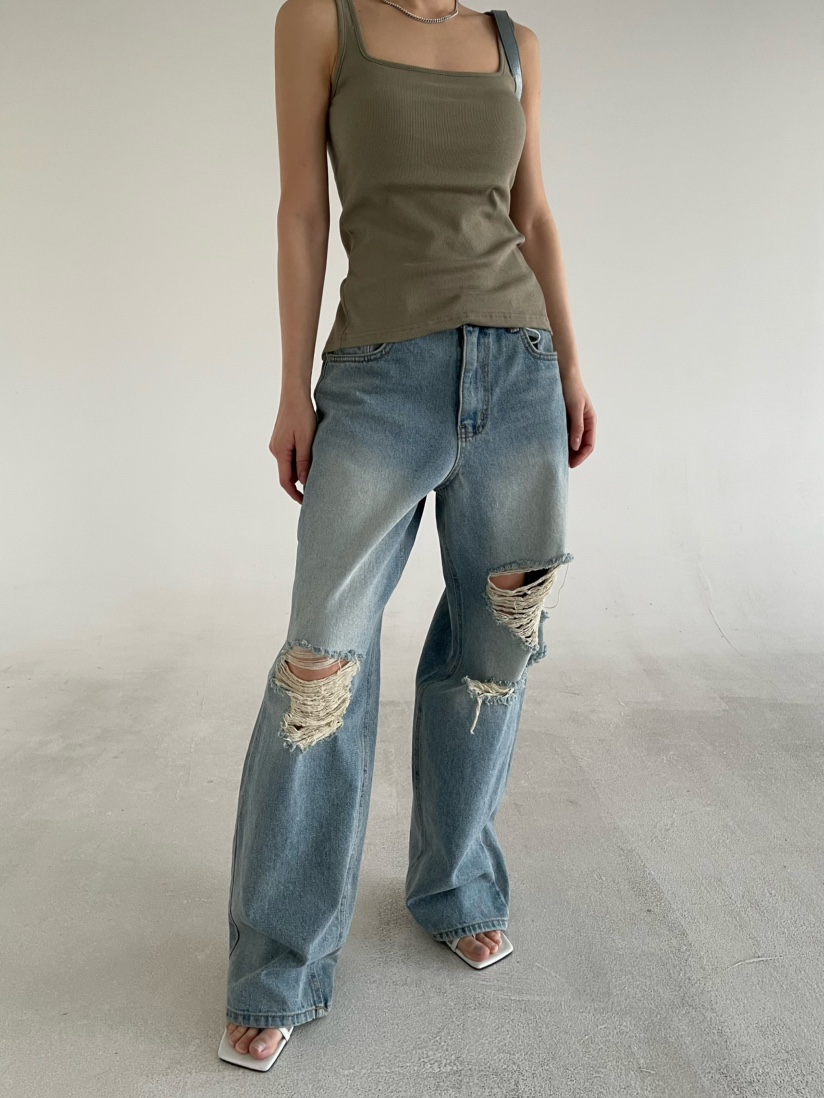 REIZ東大門代購女裝新品真品推薦時尚26春夏休閑牛仔褲復古REIZ牛仔褲