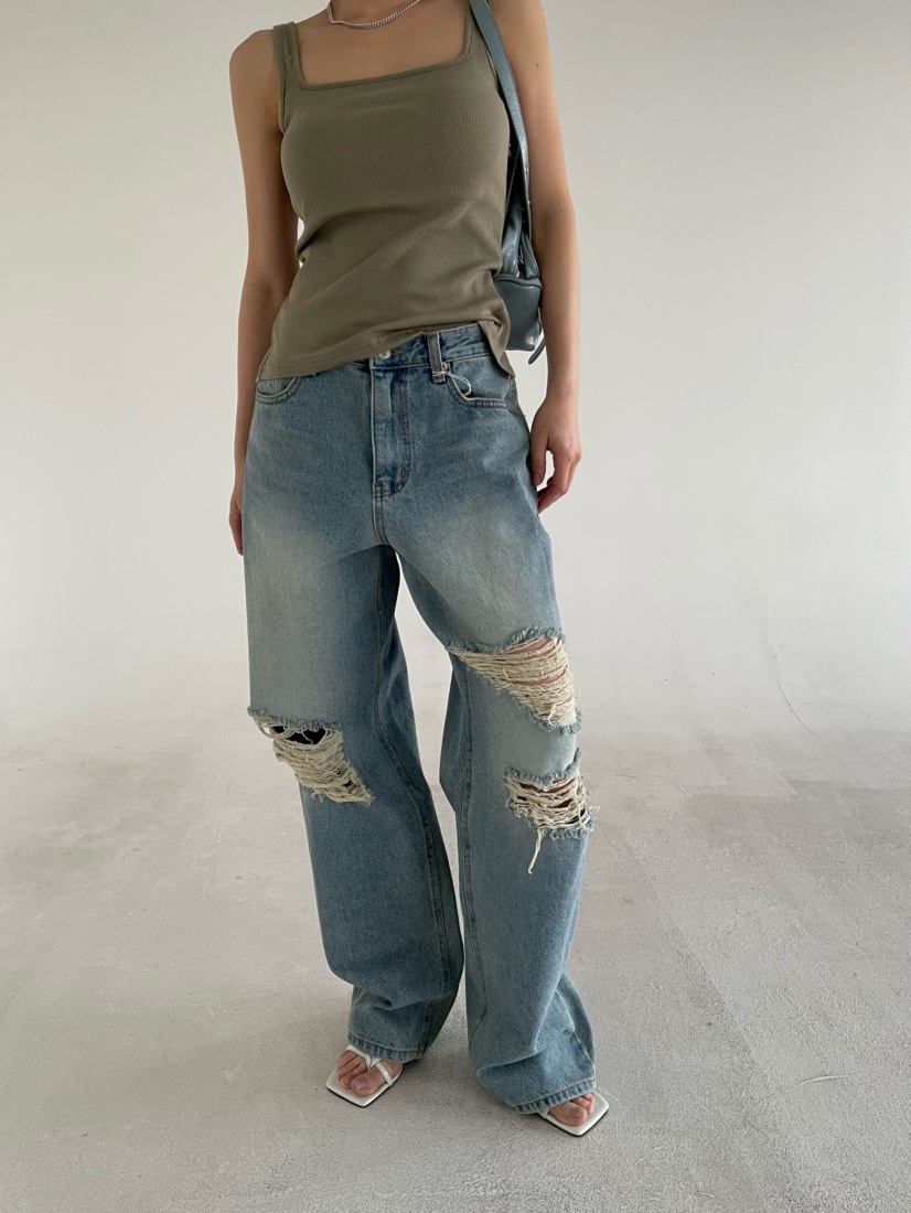 REIZ東大門代購女裝新品真品推薦時尚26春夏休閑牛仔褲復古REIZ牛仔褲