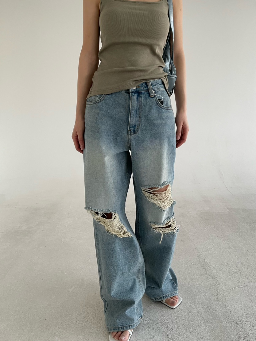 REIZ東大門代購女裝新品真品推薦時尚26春夏休閑牛仔褲復古REIZ牛仔褲