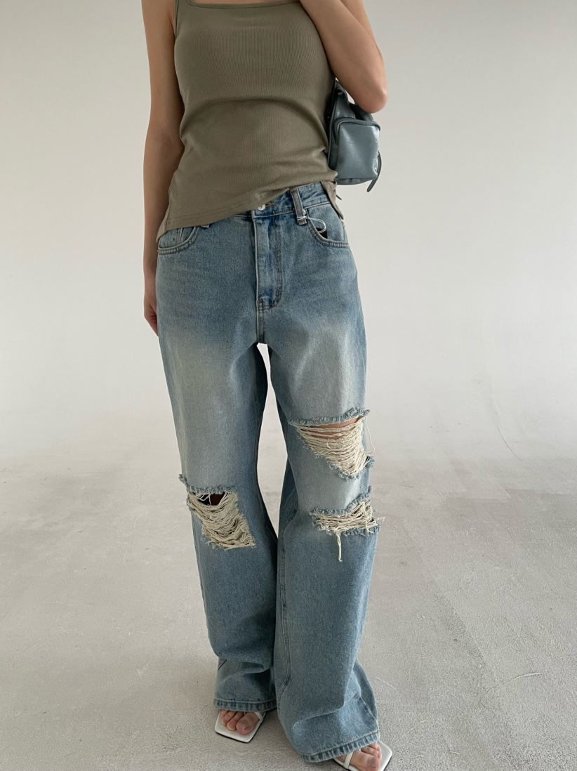 REIZ東大門代購女裝新品真品推薦時尚26春夏休閑牛仔褲復古REIZ牛仔褲