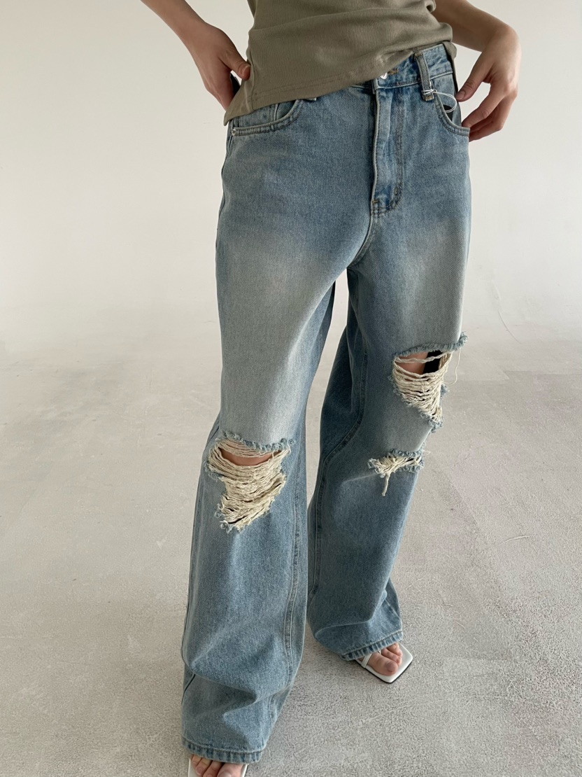 REIZ東大門代購女裝新品真品推薦時尚26春夏休閑牛仔褲復古REIZ牛仔褲