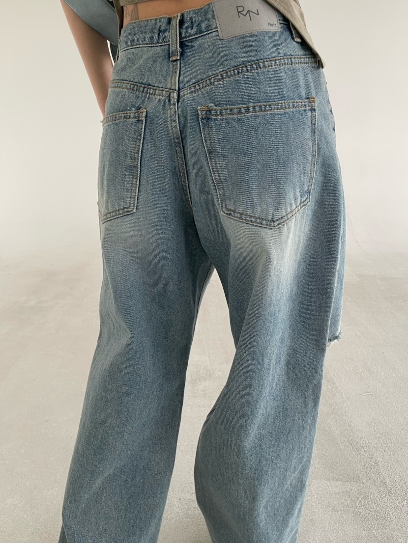 REIZ東大門代購女裝新品真品推薦時尚26春夏休閑牛仔褲復古REIZ牛仔褲