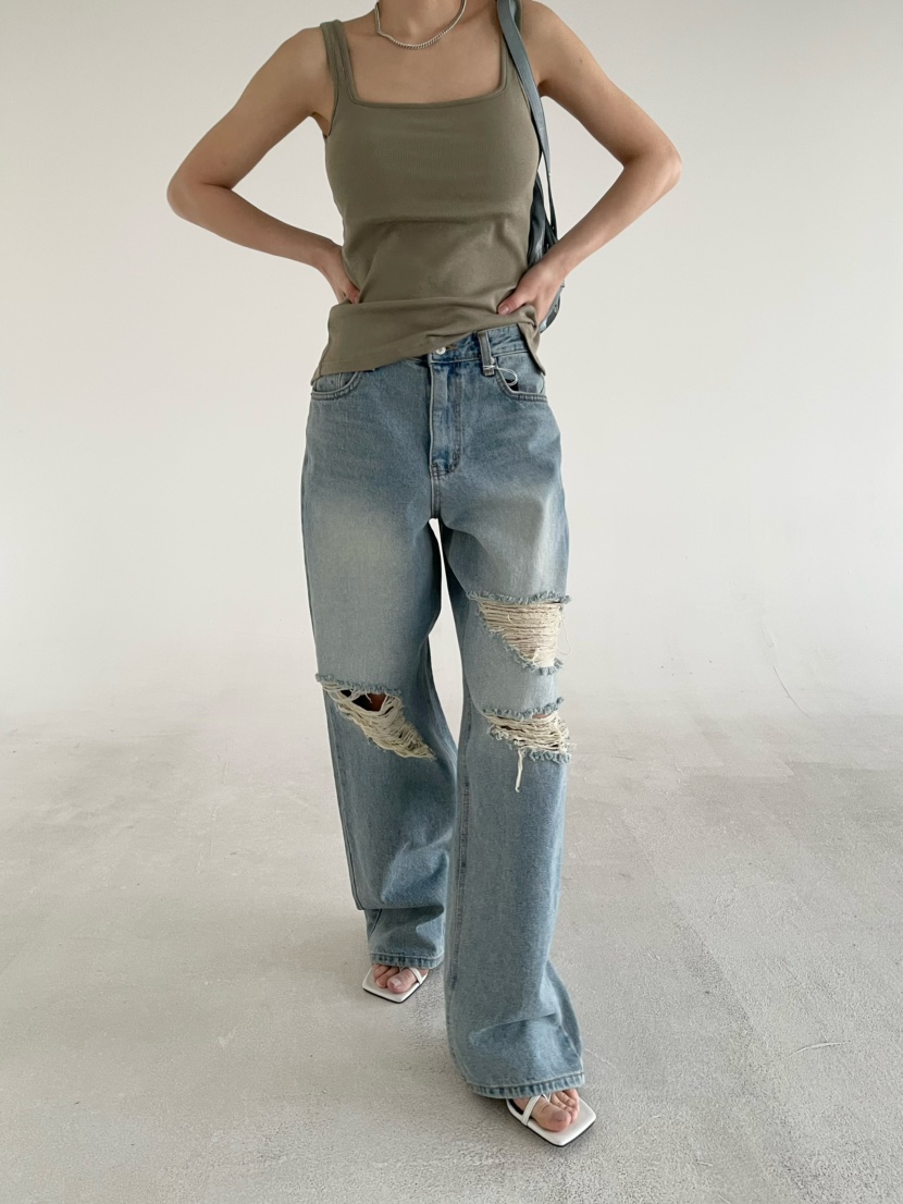 REIZ東大門代購女裝新品真品推薦時尚26春夏休閑牛仔褲復古REIZ牛仔褲