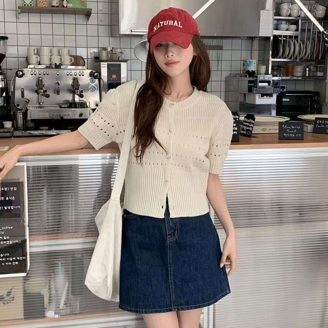 EPI JEAN-T東大門代購女裝新品熱賣真品針織衫泡泡袖開衫EPI JEAN-T針織衫圖色1