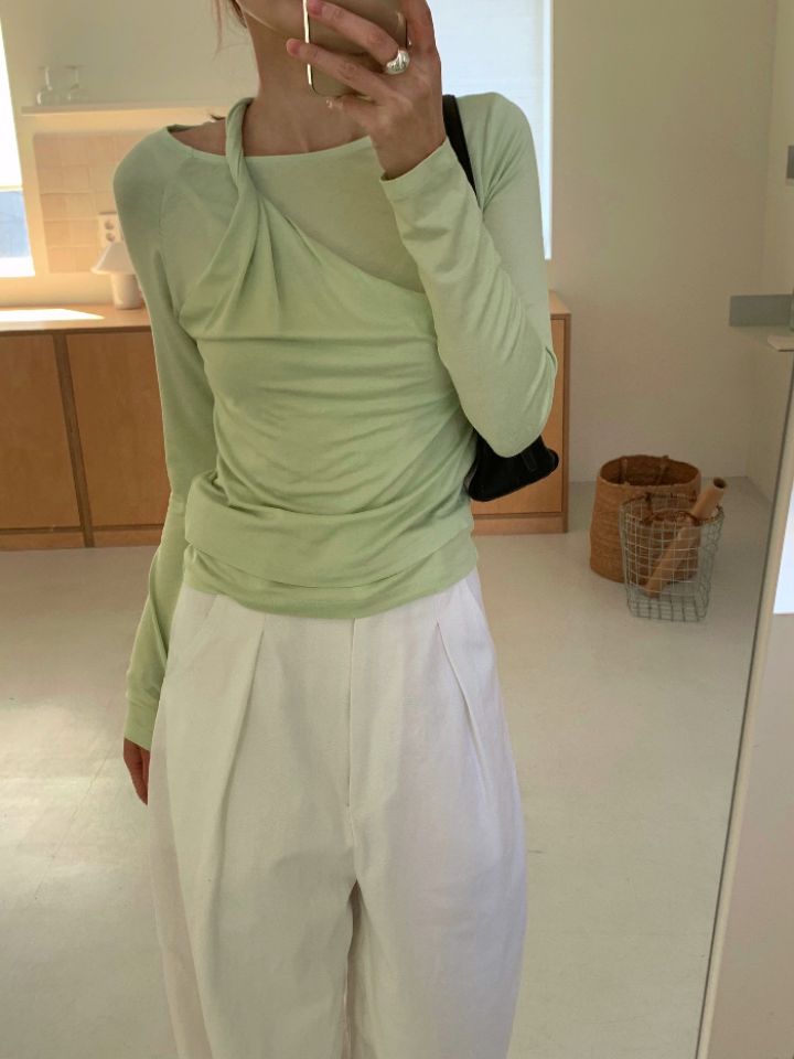 KOMOREBI韓國代購女士新款熱賣真品26春夏時尚推薦長袖T恤KOMOREBI長袖T恤