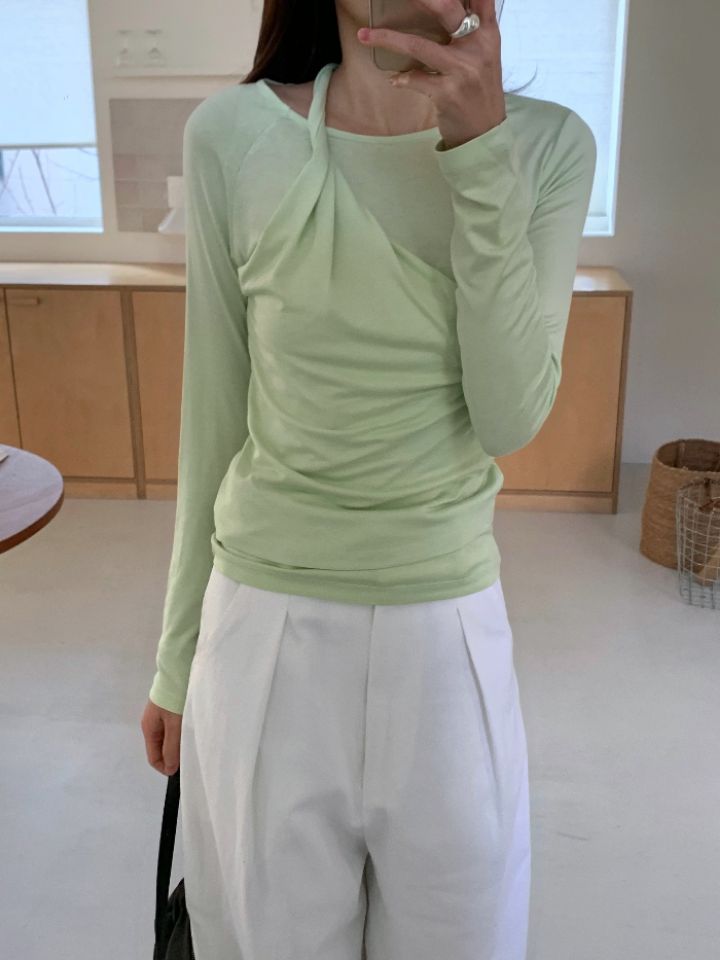 KOMOREBI韓國代購女士新款熱賣真品26春夏時尚推薦長袖T恤KOMOREBI長袖T恤