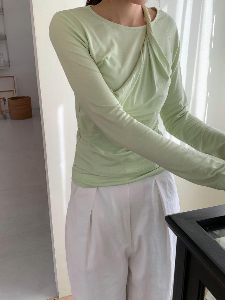 KOMOREBI韓國代購女士新款熱賣真品26春夏時尚推薦長袖T恤KOMOREBI長袖T恤