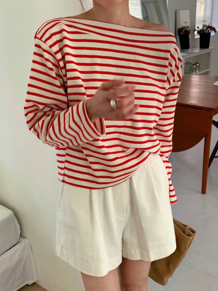 KOMOREBI東大門實拍女裝新款休閑26春夏時尚人氣長袖T恤船領KOMOREBI長袖T恤