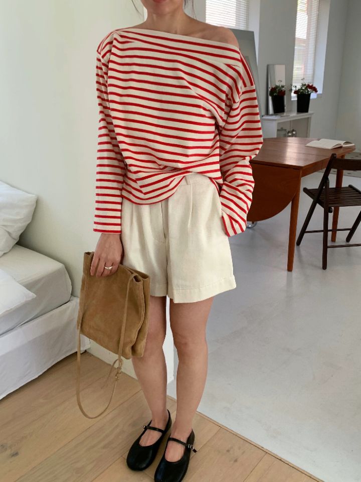 KOMOREBI東大門實拍女裝新款休閑26春夏時尚人氣長袖T恤船領KOMOREBI長袖T恤