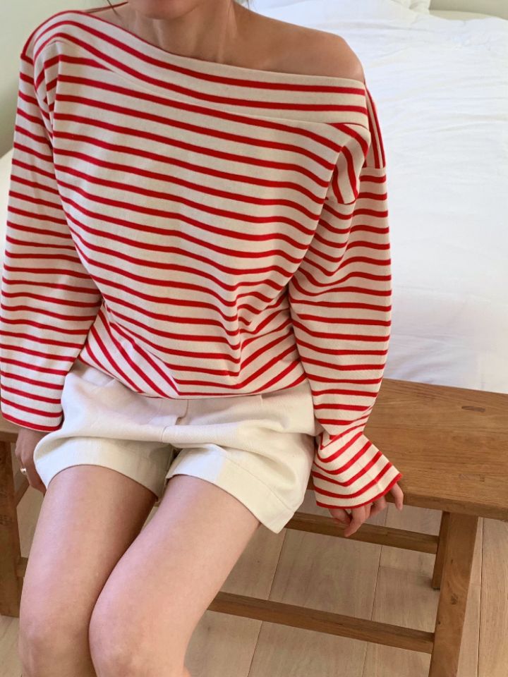 KOMOREBI東大門實拍女裝新款休閑26春夏時尚人氣長袖T恤船領KOMOREBI長袖T恤