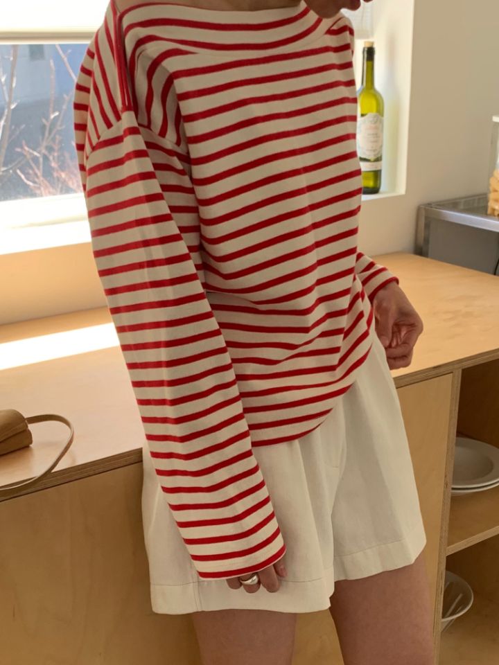 KOMOREBI東大門實拍女裝新款休閑26春夏時尚人氣長袖T恤船領KOMOREBI長袖T恤