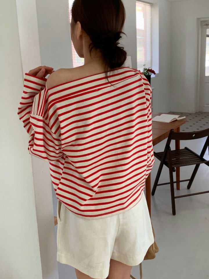 KOMOREBI東大門實拍女裝新款休閑26春夏時尚人氣長袖T恤船領KOMOREBI長袖T恤