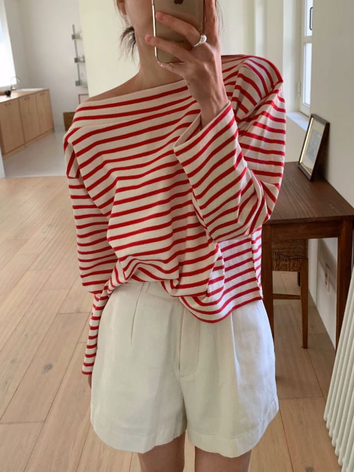 KOMOREBI東大門實拍女裝新款休閑26春夏時尚人氣長袖T恤船領KOMOREBI長袖T恤