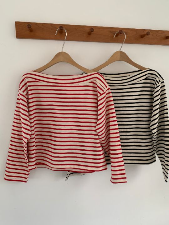 KOMOREBI東大門實拍女裝新款休閑26春夏時尚人氣長袖T恤船領KOMOREBI長袖T恤圖色2左二色