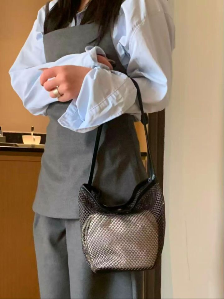 TROUVAILLE東大門代購女士新款休閑熱賣職業單肩斜跨包網眼TROUVAILLE單肩/斜跨包