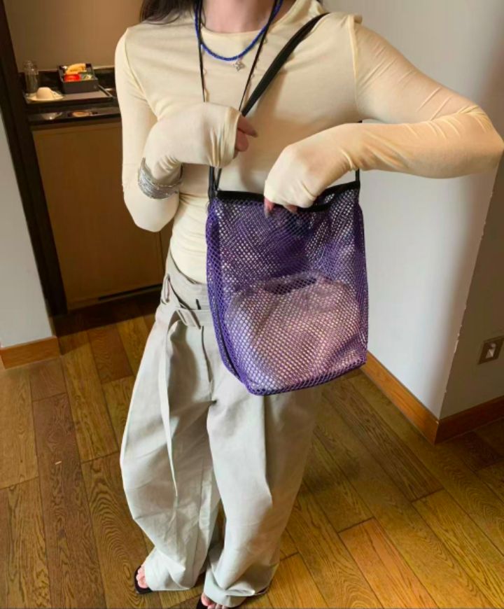 TROUVAILLE東大門代購女士新款休閑職業真品單肩斜跨包網眼TROUVAILLE單肩/斜跨包