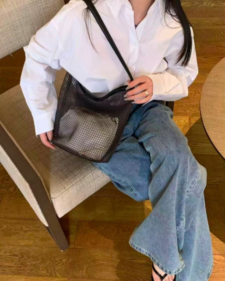 TROUVAILLE東大門代購女士新款休閑職業真品單肩斜跨包網眼TROUVAILLE單肩/斜跨包
