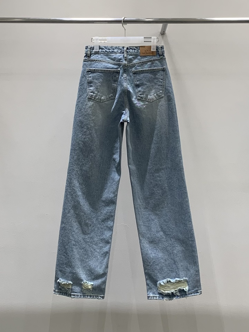LOVE MOMENT東大門代購女士新款真品推薦休閑牛仔褲復古LOVE MOMENT牛仔褲