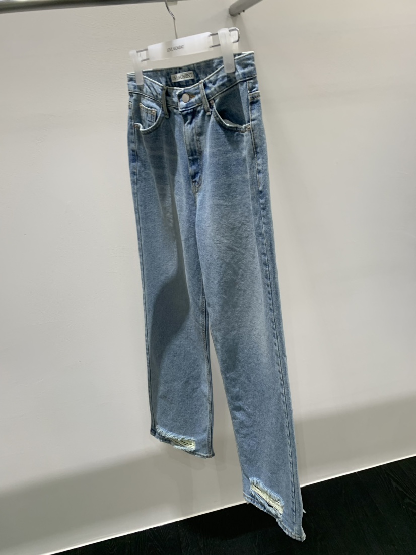 LOVE MOMENT東大門代購女士新款真品推薦休閑牛仔褲復古LOVE MOMENT牛仔褲
