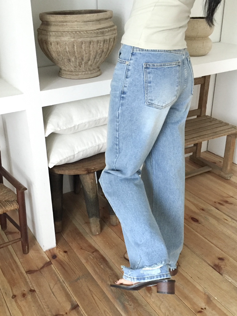 LOVE MOMENT東大門代購女士新款真品推薦休閑牛仔褲復古LOVE MOMENT牛仔褲