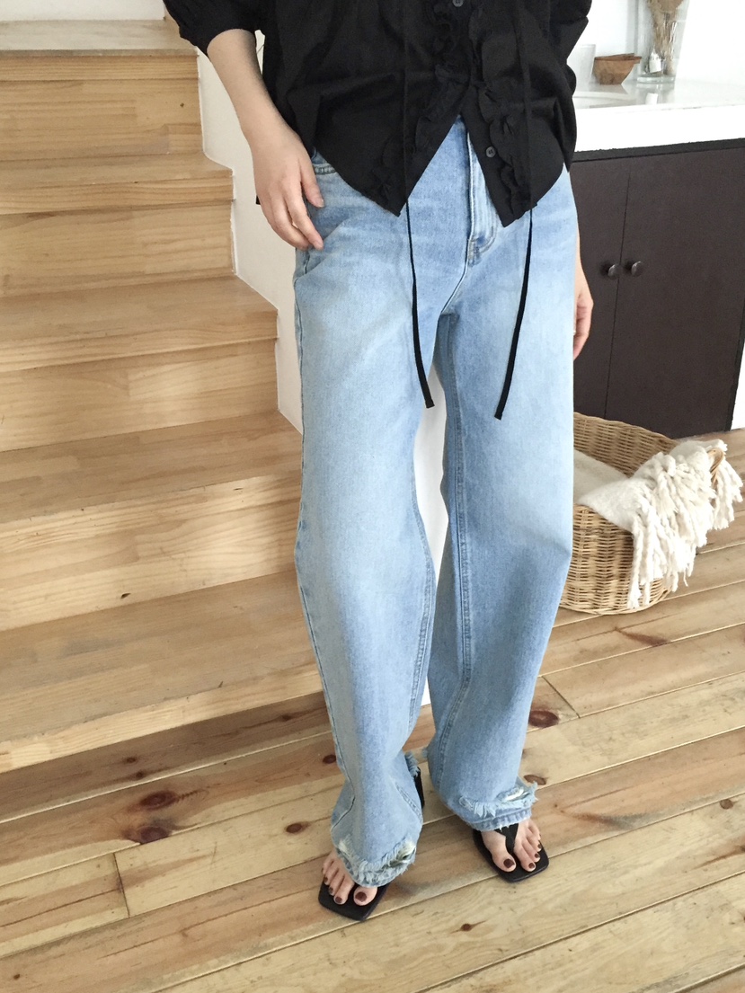 LOVE MOMENT東大門代購女士新款真品推薦休閑牛仔褲復古LOVE MOMENT牛仔褲