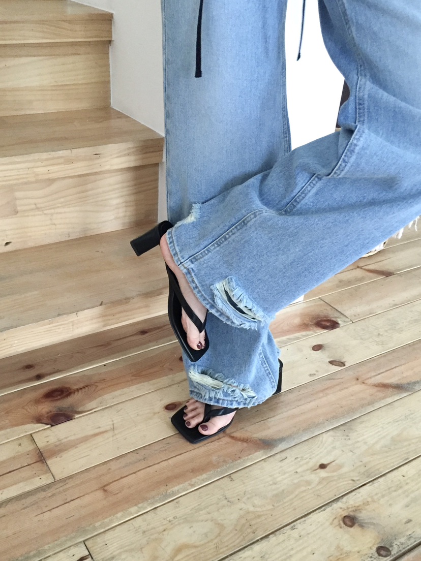 LOVE MOMENT東大門代購女士新款真品推薦休閑牛仔褲復古LOVE MOMENT牛仔褲