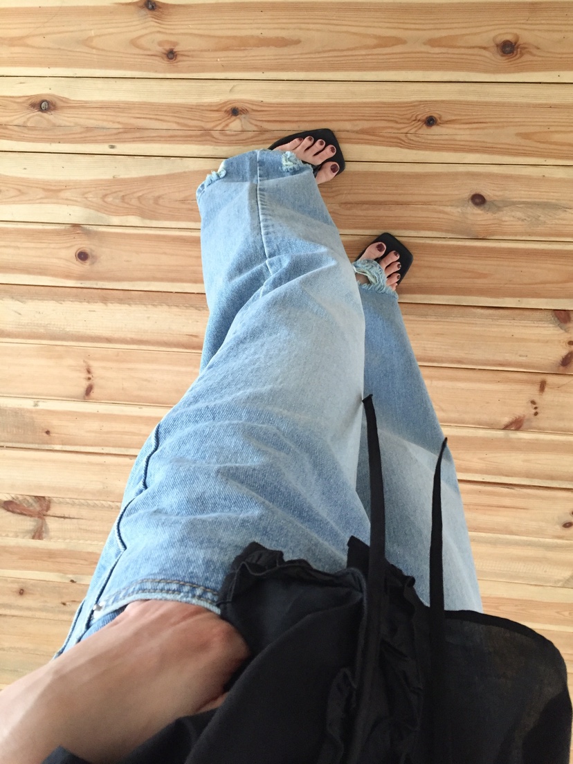 LOVE MOMENT東大門代購女士新款真品推薦休閑牛仔褲復古LOVE MOMENT牛仔褲