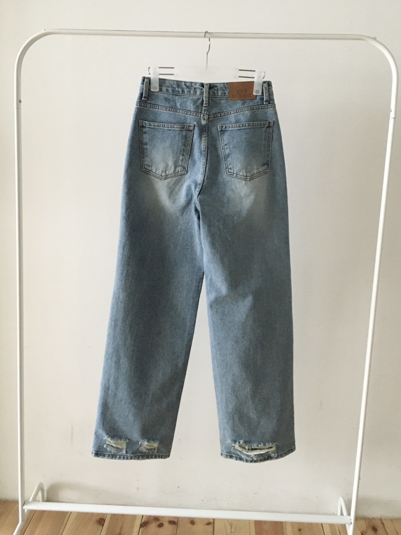 LOVE MOMENT東大門代購女士新款真品推薦休閑牛仔褲復古LOVE MOMENT牛仔褲