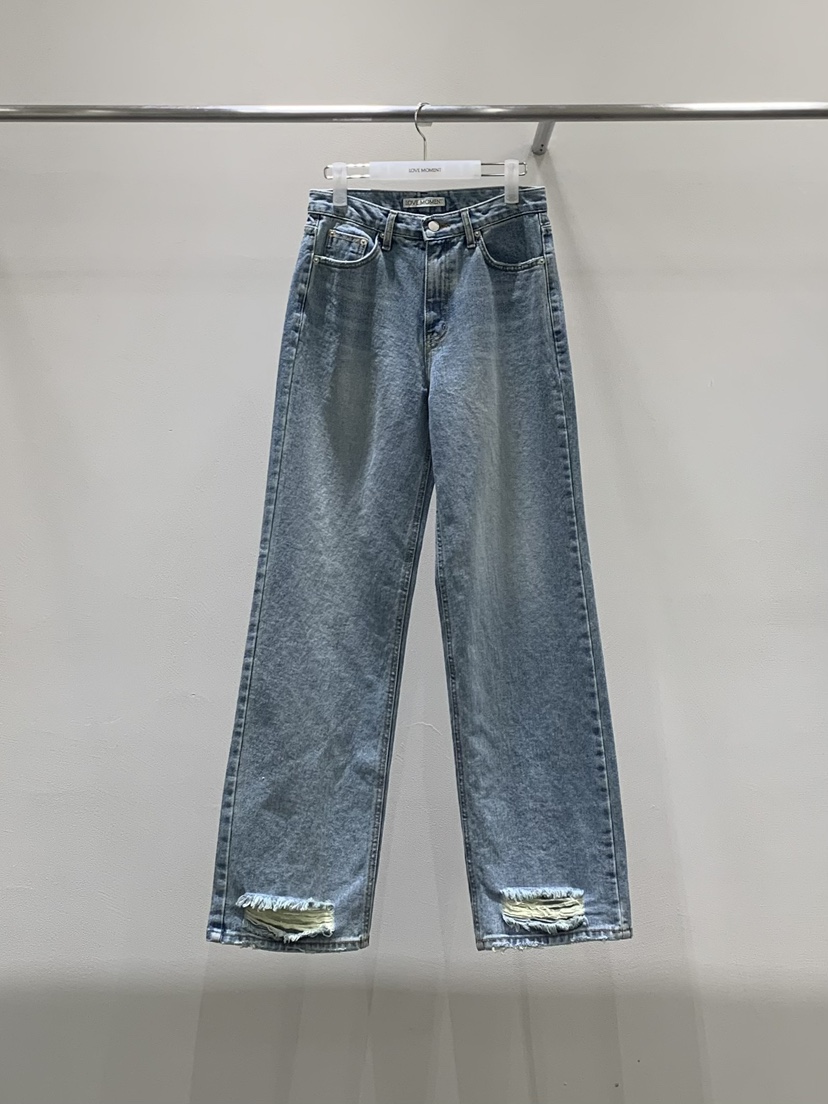 LOVE MOMENT東大門代購女士新款真品推薦休閑牛仔褲復古LOVE MOMENT牛仔褲圖色1