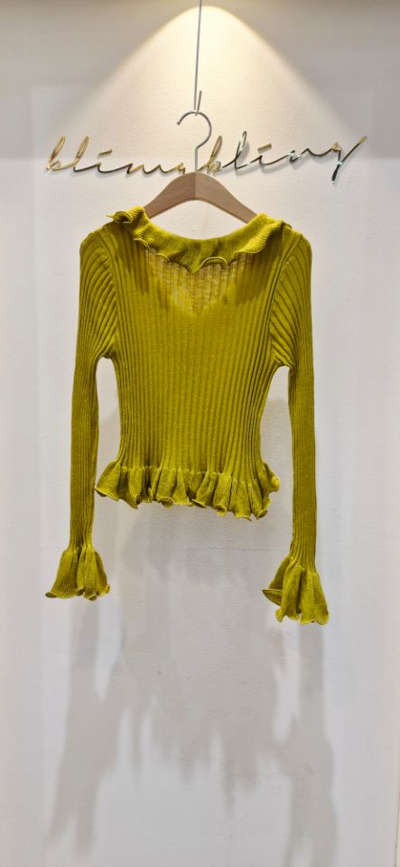 BLING BLING-S/RICO韓國代購女士新品26春夏針織衫荷葉邊BLING BLING-S/RICO針織衫