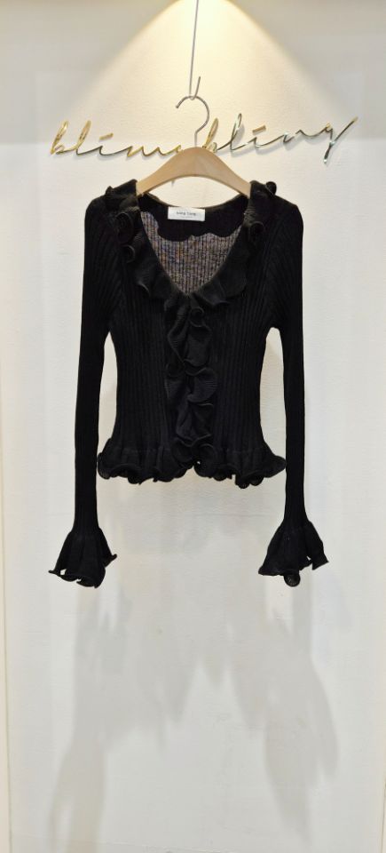 BLING BLING-S/RICO韓國代購女士新品26春夏針織衫荷葉邊BLING BLING-S/RICO針織衫