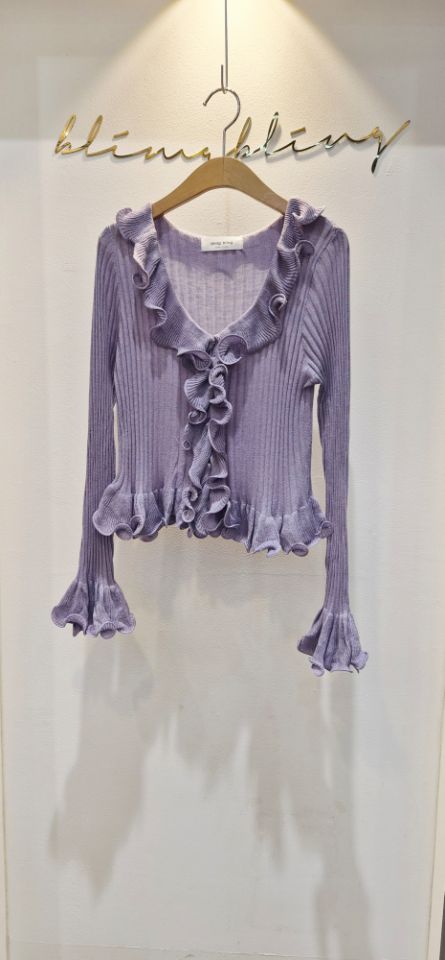 BLING BLING-S/RICO韓國代購女士新品26春夏針織衫荷葉邊BLING BLING-S/RICO針織衫