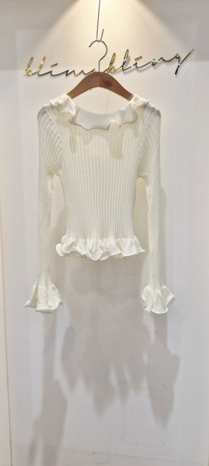 BLING BLING-S/RICO韓國代購女士新品26春夏針織衫荷葉邊BLING BLING-S/RICO針織衫