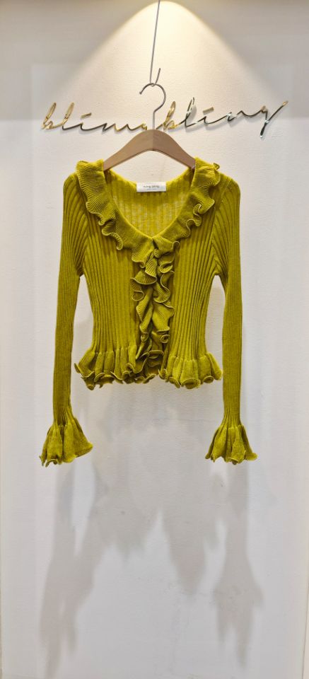 BLING BLING-S/RICO韓國代購女士新品26春夏針織衫荷葉邊BLING BLING-S/RICO針織衫