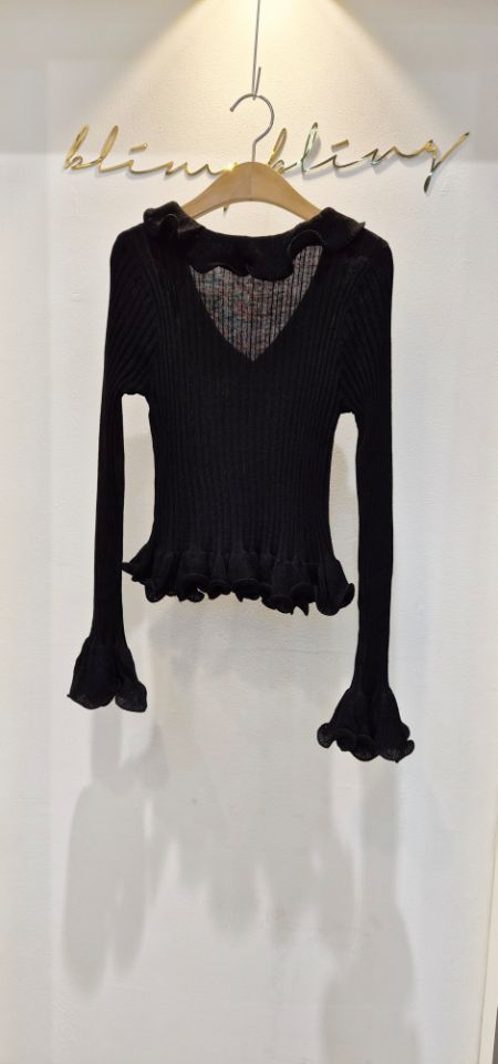 BLING BLING-S/RICO韓國代購女士新品26春夏針織衫荷葉邊BLING BLING-S/RICO針織衫