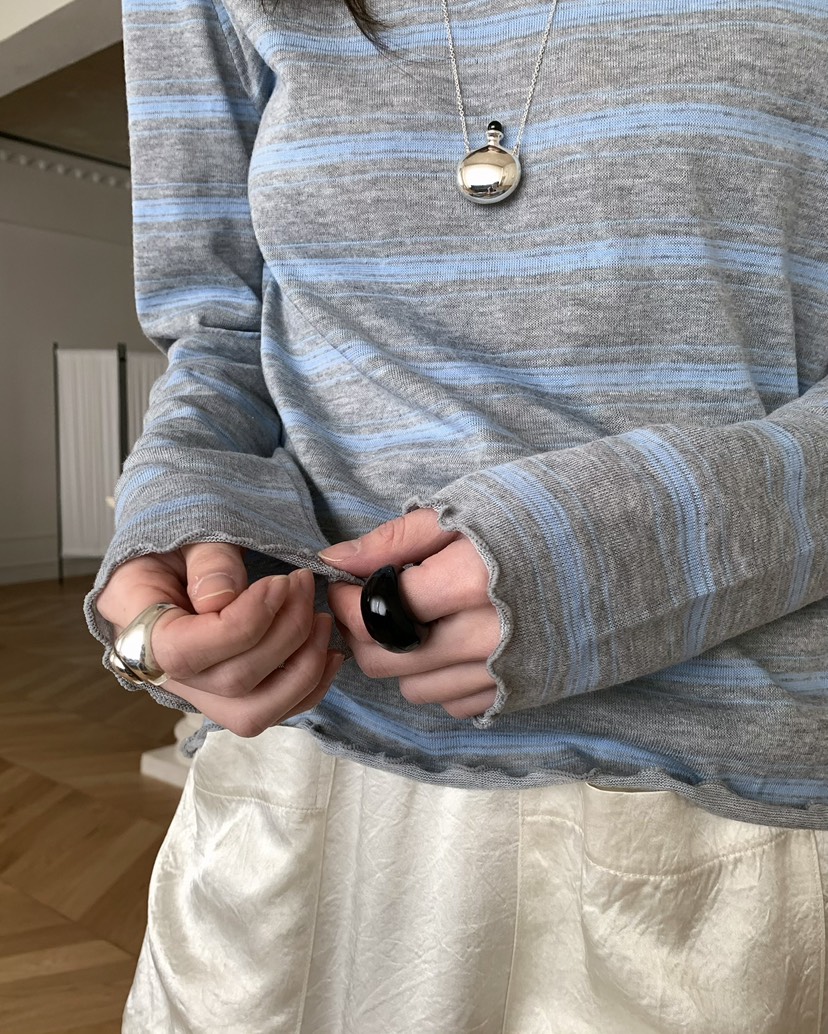 PEBBLE韓國直郵女裝新品時尚休閑人氣熱賣職業26春夏長袖T恤PEBBLE長袖T恤