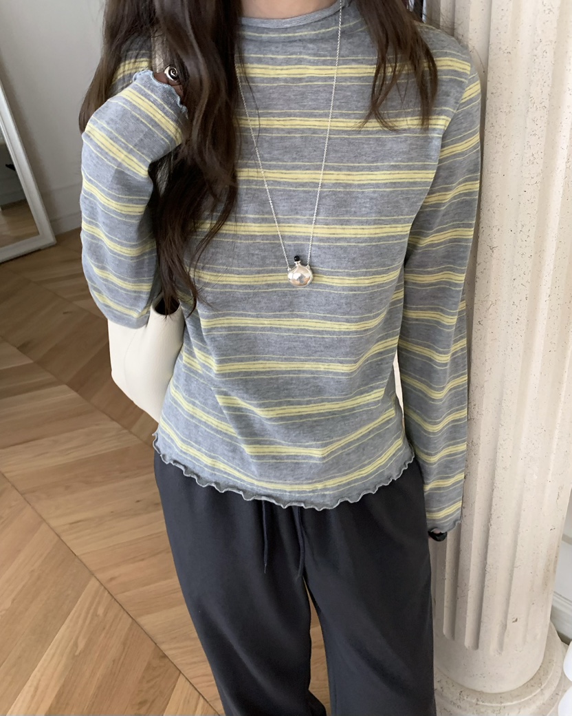 PEBBLE韓國直郵女裝新品時尚休閑人氣熱賣職業26春夏長袖T恤PEBBLE長袖T恤