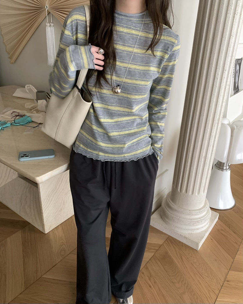 PEBBLE韓國直郵女裝新品時尚休閑人氣熱賣職業26春夏長袖T恤PEBBLE長袖T恤